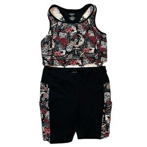 Torrid Black Tattoo Skulls Activewear Set